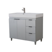 Load image into Gallery viewer, French Gray 39 in. Single Sink Freestanding Vanity, White Composite Granite Sink Top, Matte Black Hardware