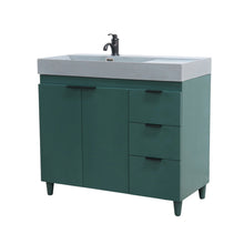 Load image into Gallery viewer, Hunter Green 39 in. Single Sink Freestanding Vanity, Light Gray Composite Granite Sink Top, Matte Black Hardware