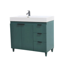 Load image into Gallery viewer, Hunter Green 39 in. Single Sink Freestanding Vanity, White Composite Granite Sink Top, Matte Black Hardware