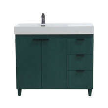 Load image into Gallery viewer, Hunter Green 39 in. Single Sink Freestanding Vanity, White Composite Granite Sink Top, Matte Black Hardware
