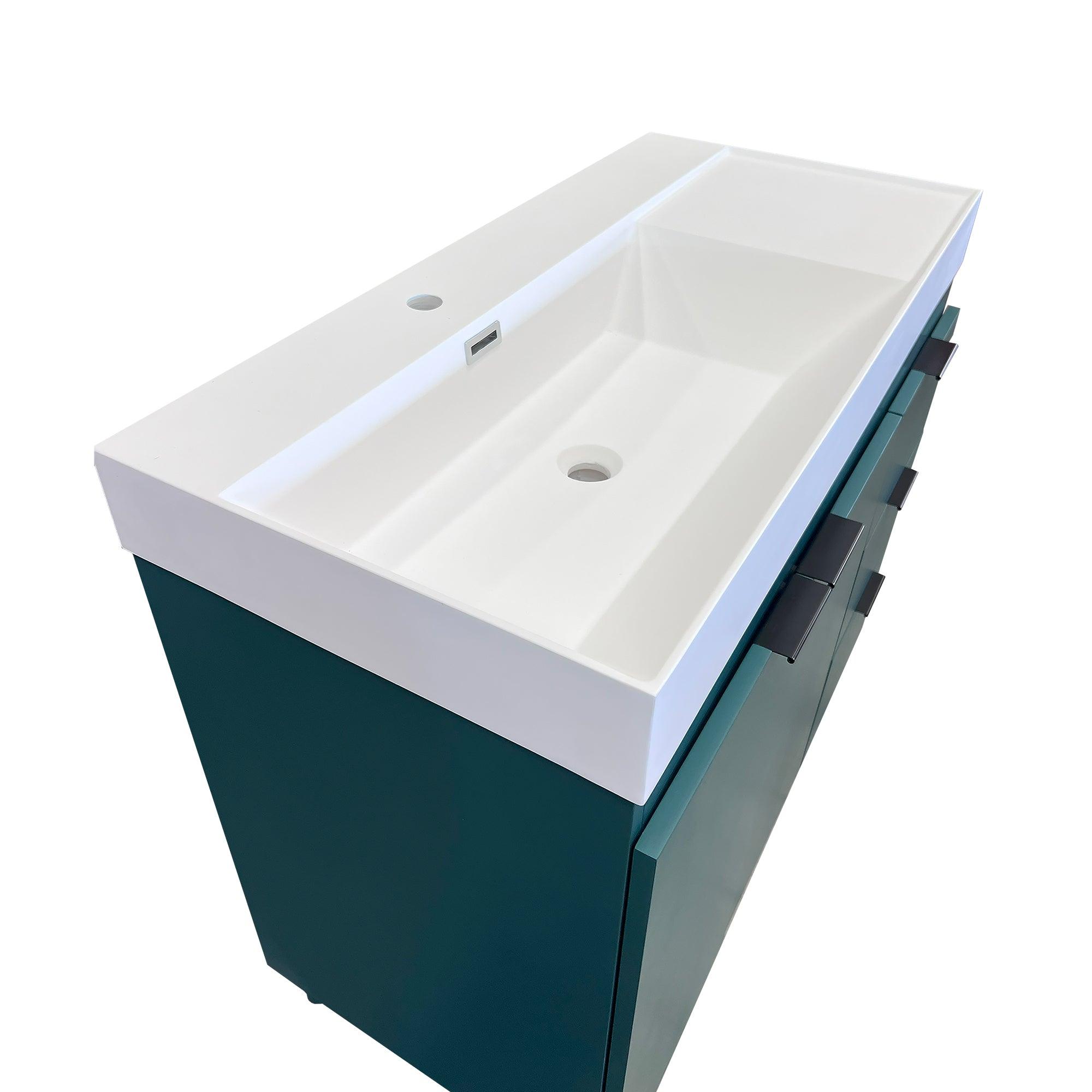 Hunter Green 39 in. Single Sink Freestanding Vanity, White Composite Granite Sink Top, Matte Black Hardware