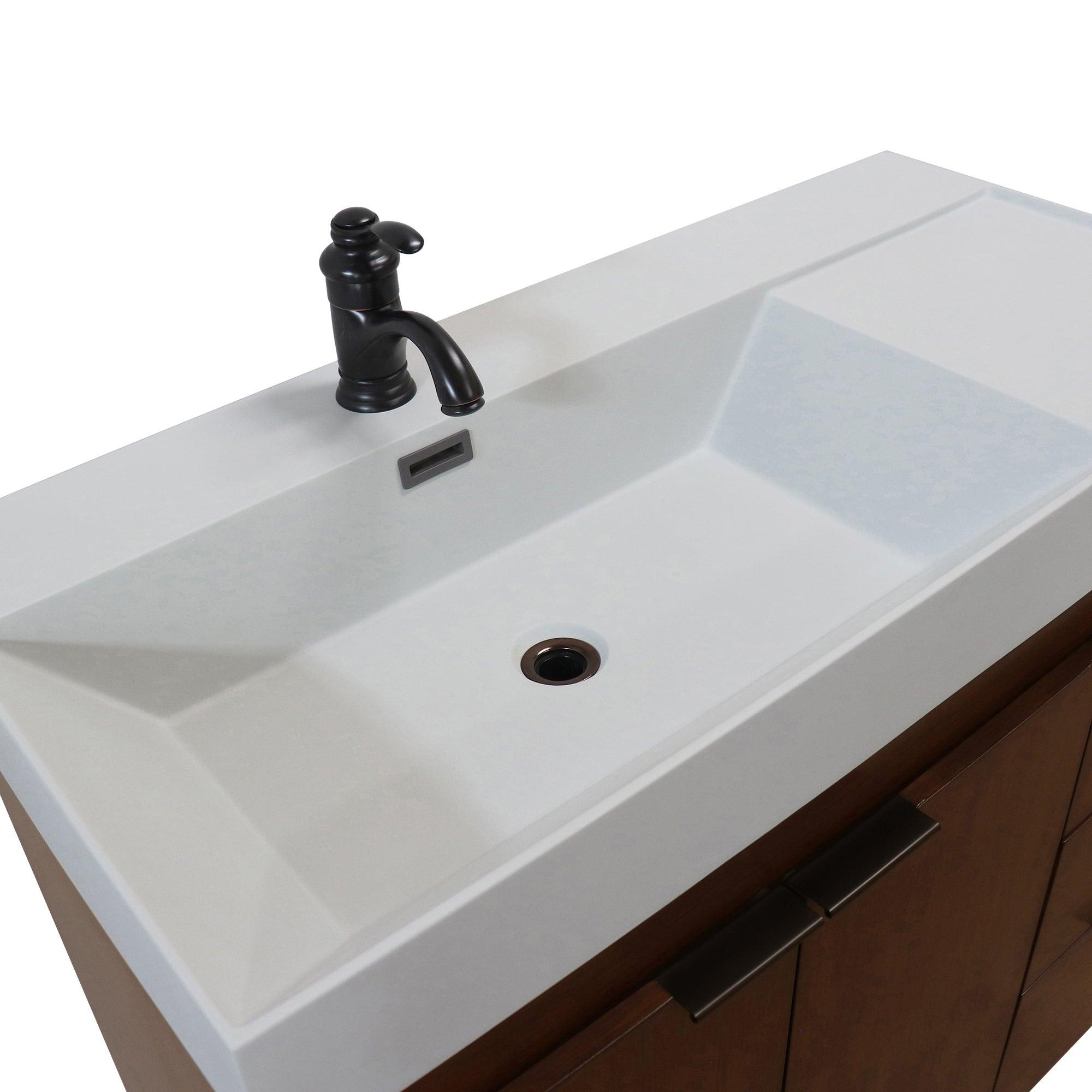 39 in. Single Sink Freestanding Vanity with Composite Granite Sink Top, Matte Black Hardware