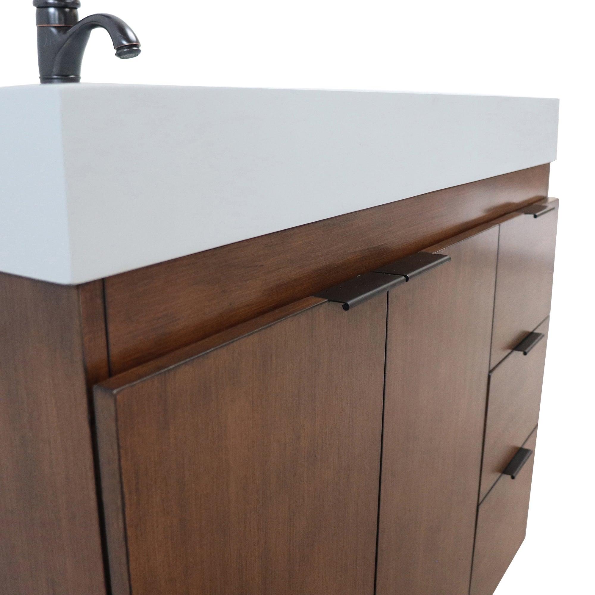 39 in. Single Sink Freestanding Vanity with Composite Granite Sink Top, Matte Black Hardware