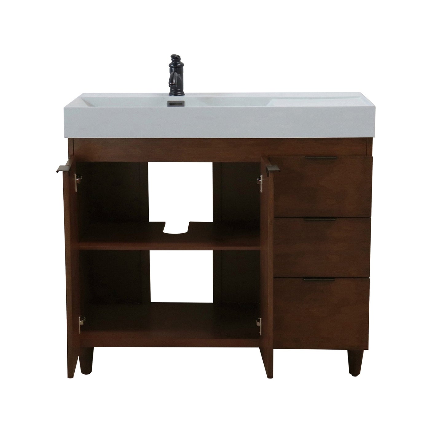 39 in. Single Sink Freestanding Vanity with Composite Granite Sink Top, Matte Black Hardware