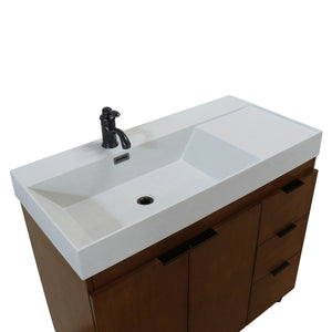 Walnut 39 in. Single Sink Freestanding Vanity, Light Gray  Composite Granite Sink Top, Matte Black Hardware