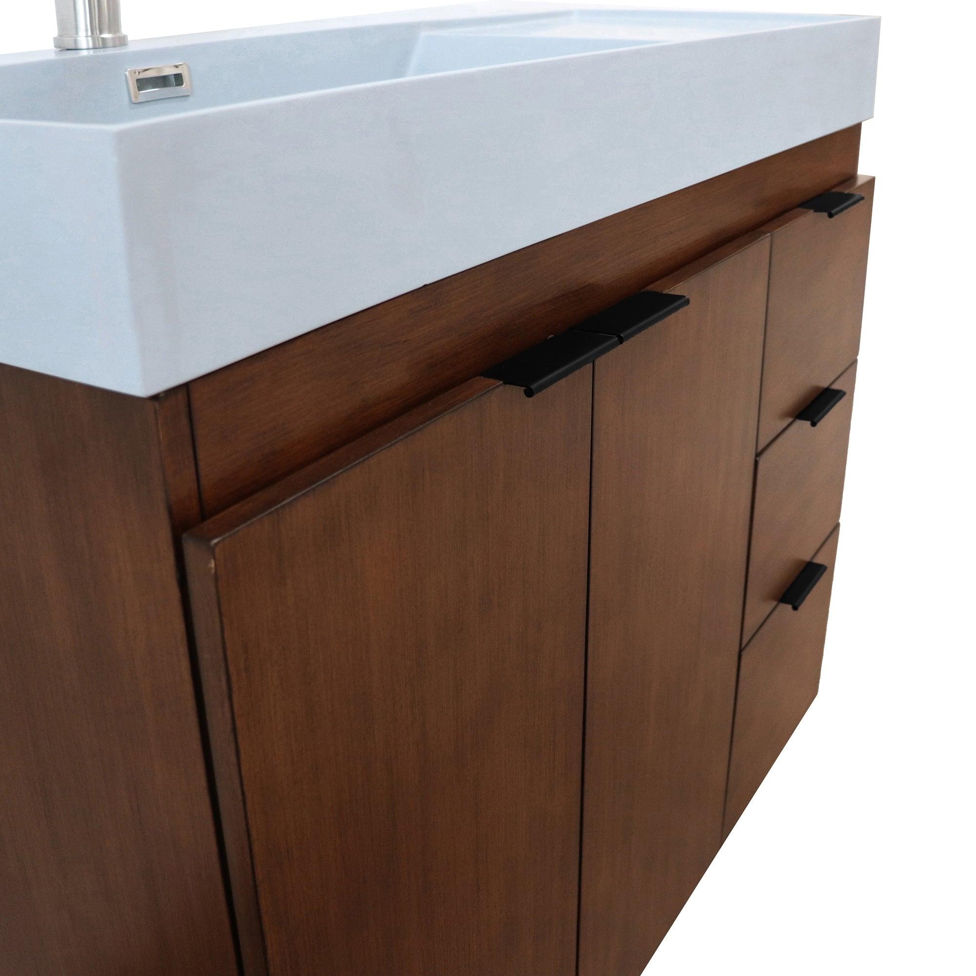 39 in. Single Sink Freestanding Vanity with Composite Granite Sink Top, Matte Black Hardware