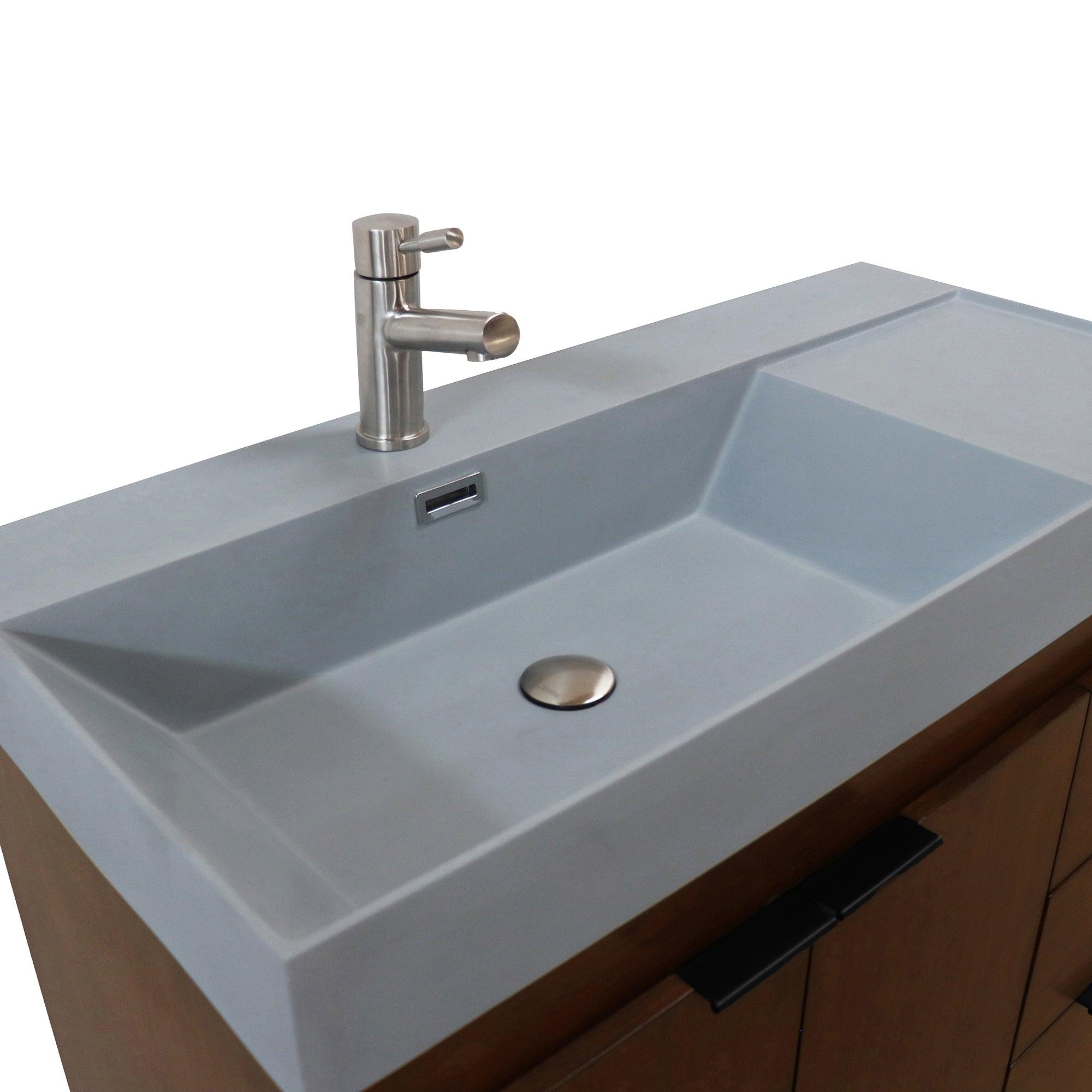 39 in. Single Sink Freestanding Vanity with Composite Granite Sink Top, Matte Black Hardware