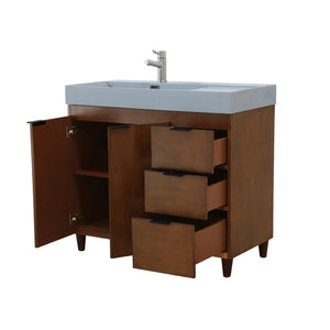 39 in. Single Sink Freestanding Vanity with Composite Granite Sink Top, Matte Black Hardware