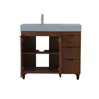 39 in. Single Sink Freestanding Vanity with Composite Granite Sink Top, Matte Black Hardware