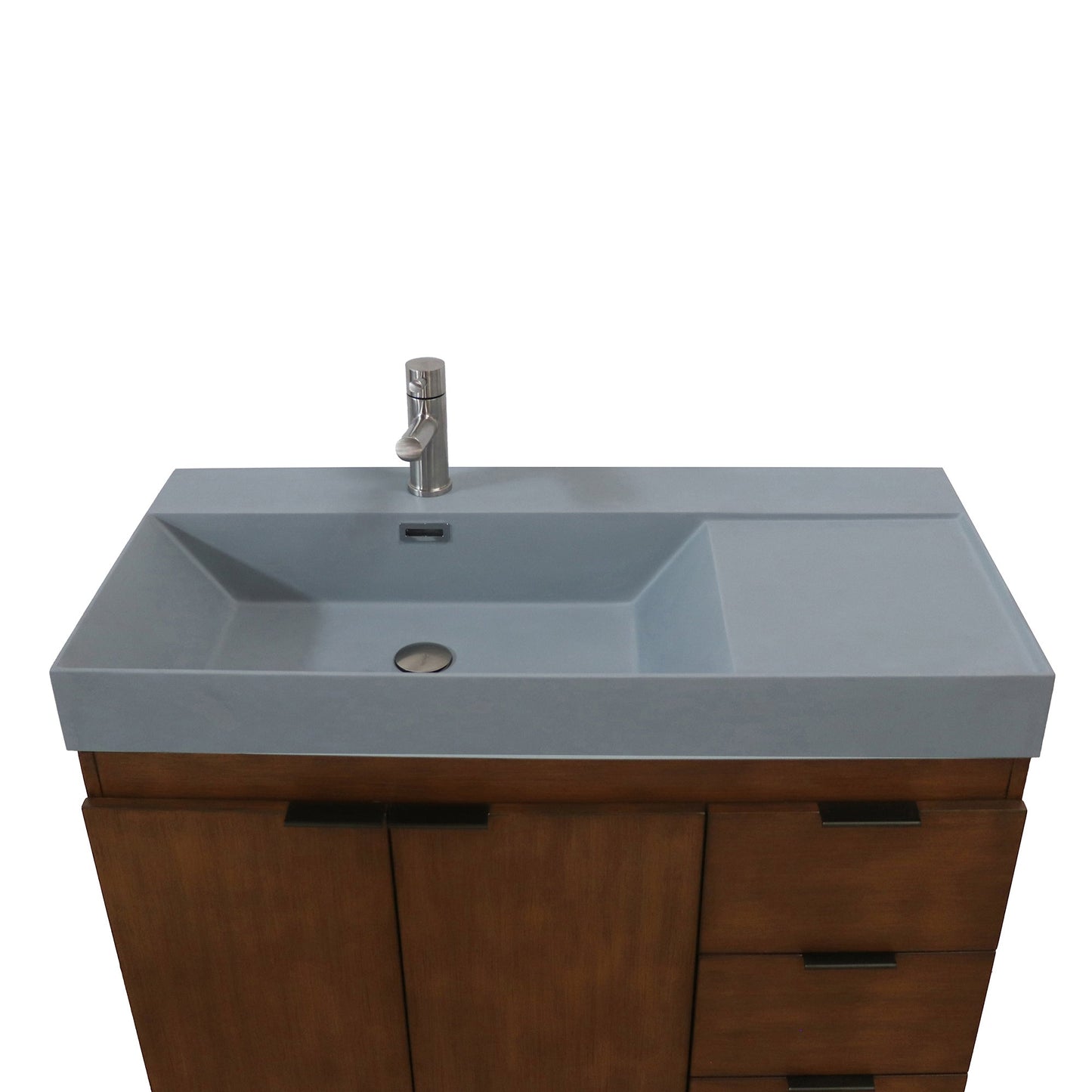 39 in. Single Sink Freestanding Vanity with Composite Granite Sink Top, Matte Black Hardware