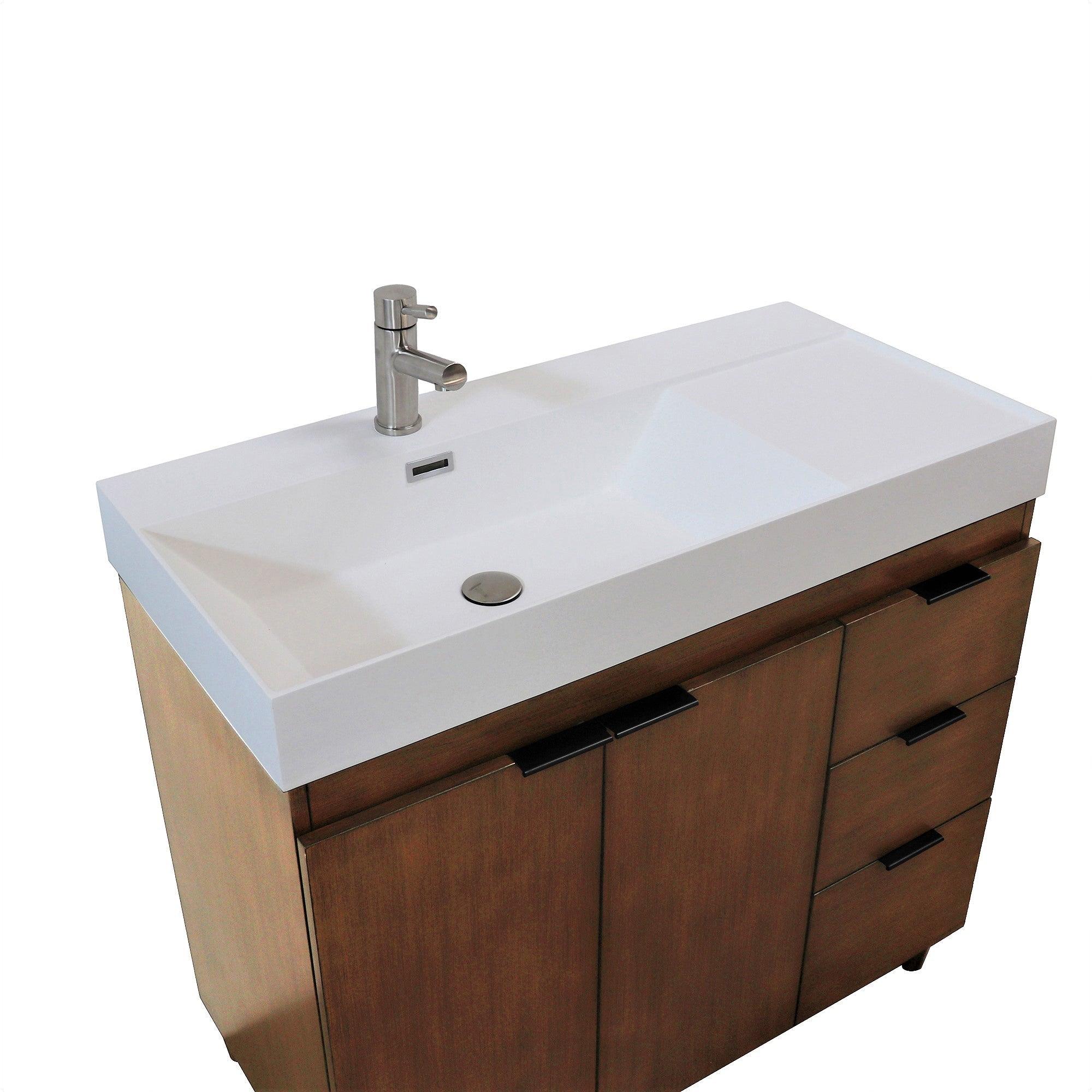 39 in. Single Sink Freestanding Vanity with Composite Granite Sink Top, Matte Black Hardware