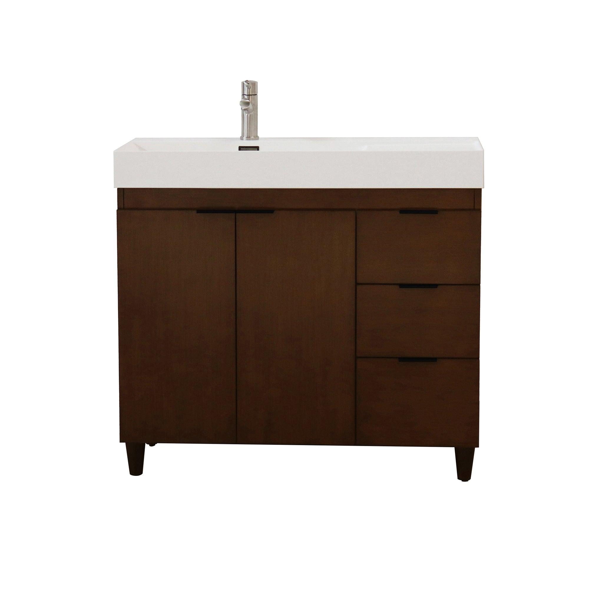 39 in. Single Sink Freestanding Vanity with Composite Granite Sink Top, Matte Black Hardware