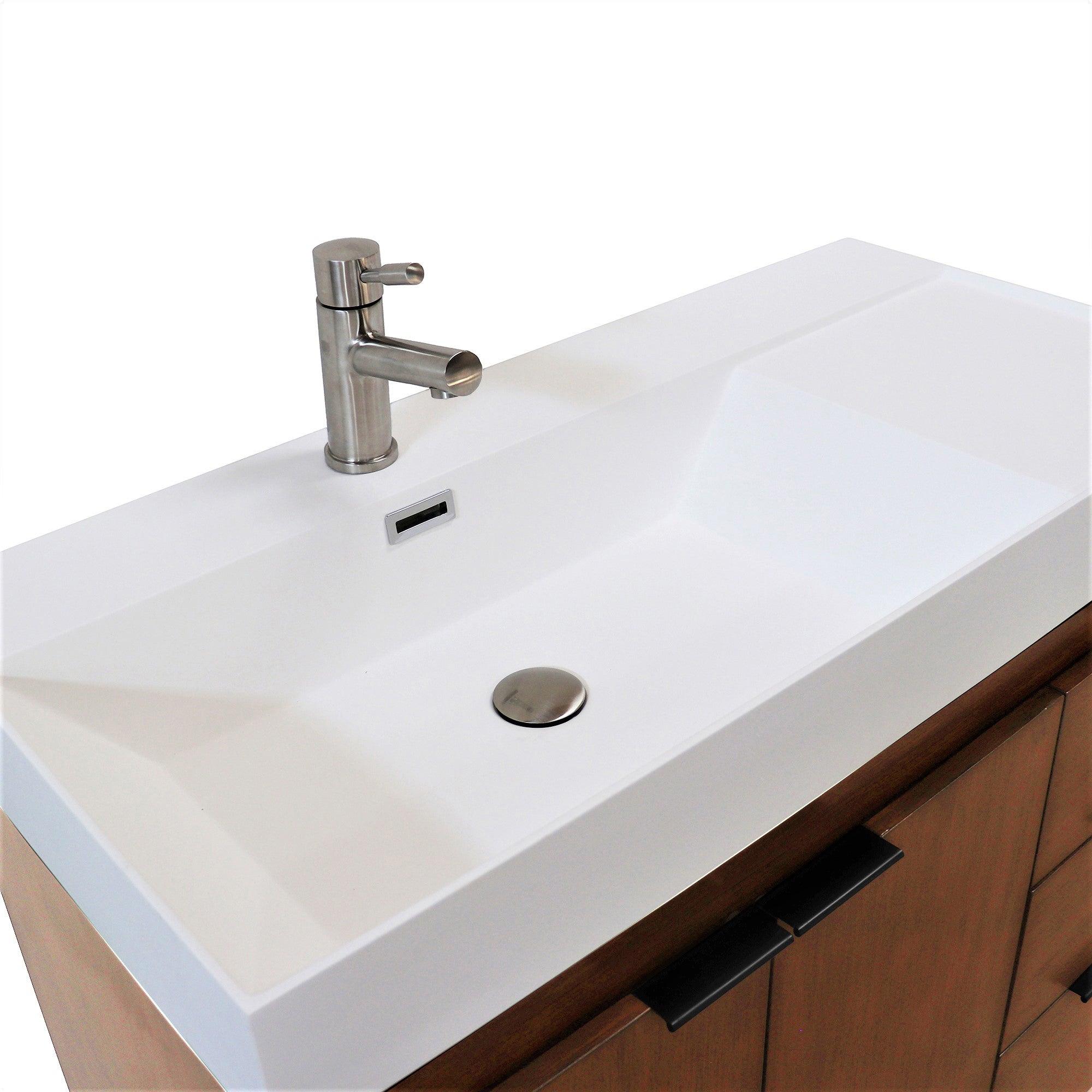 39 in. Single Sink Freestanding Vanity with Composite Granite Sink Top, Matte Black Hardware