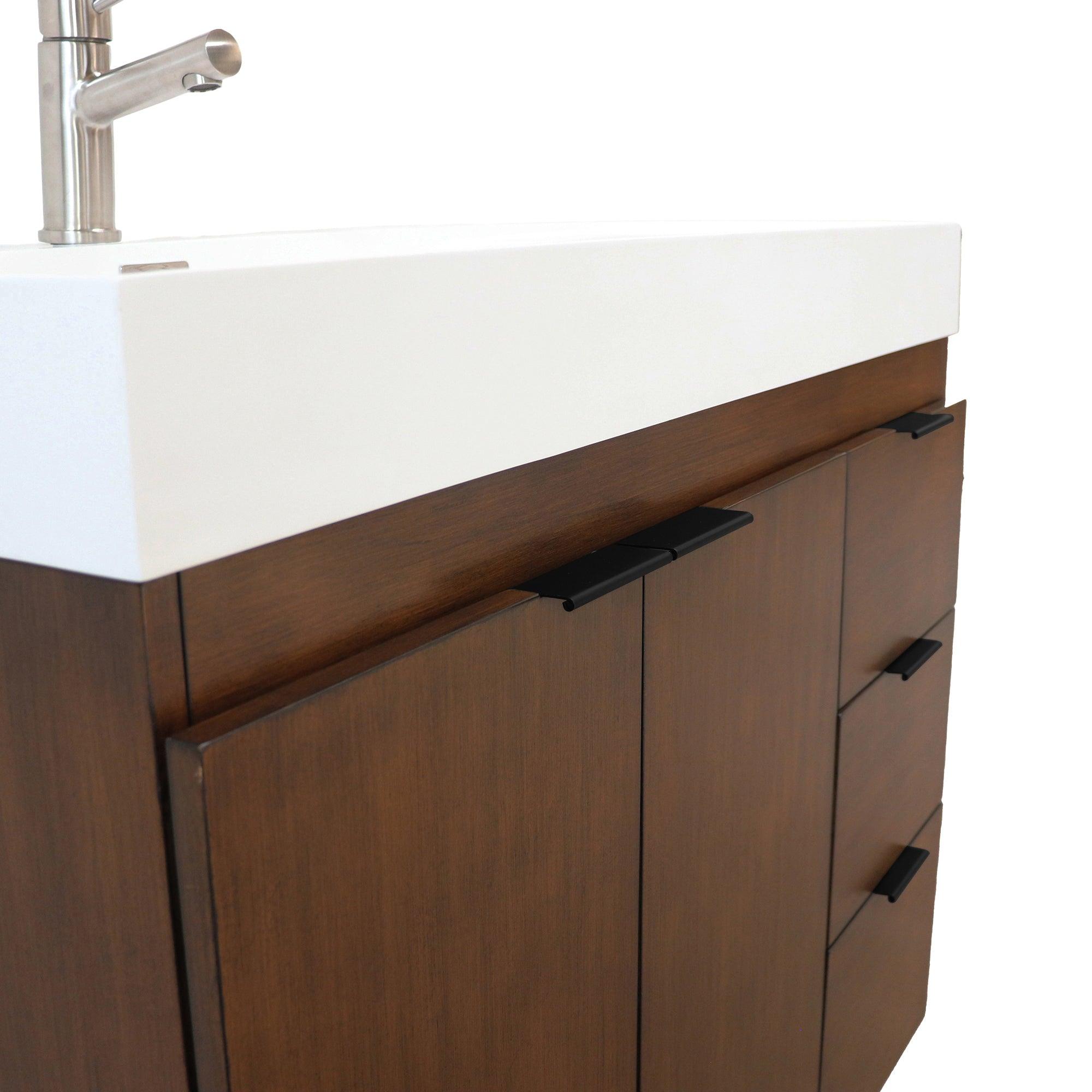 39 in. Single Sink Freestanding Vanity with Composite Granite Sink Top, Matte Black Hardware