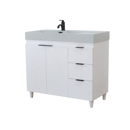 39 in. Single Sink Freestanding Vanity with Composite Granite Sink Top, Matte Black Hardware