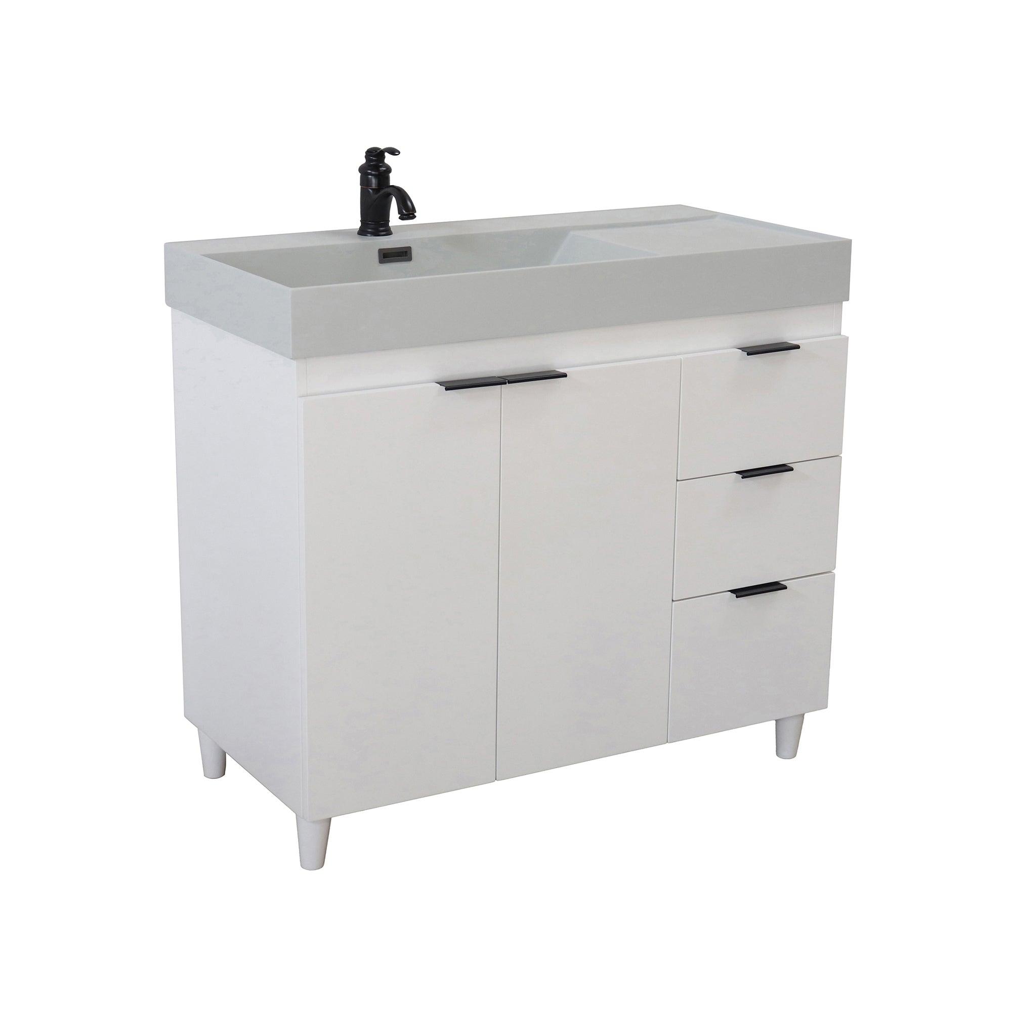 39 in. Single Sink Freestanding Vanity with Composite Granite Sink Top, Matte Black Hardware