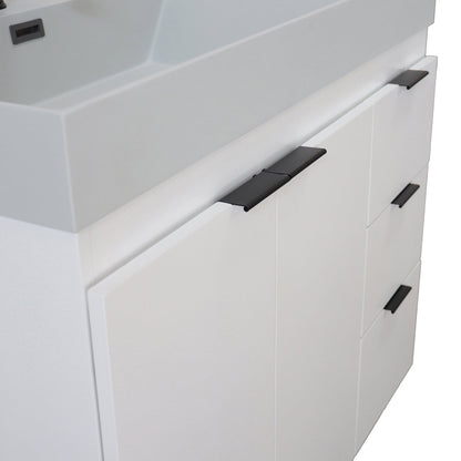 39 in. Single Sink Freestanding Vanity with Composite Granite Sink Top, Matte Black Hardware