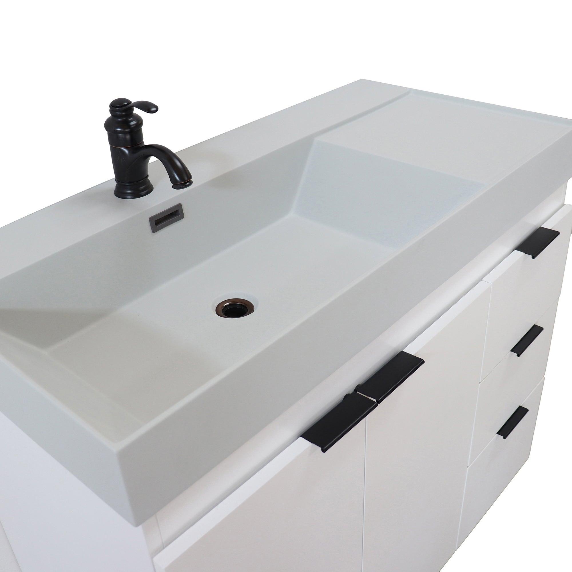 39 in. Single Sink Freestanding Vanity with Composite Granite Sink Top, Matte Black Hardware