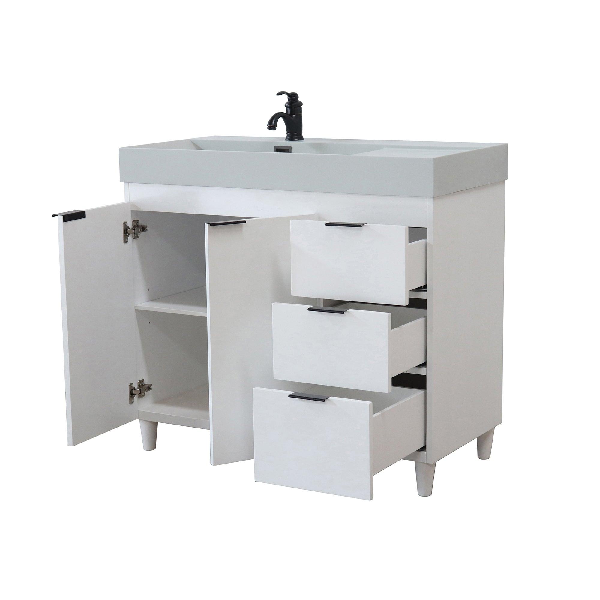 39 in. Single Sink Freestanding Vanity with Composite Granite Sink Top, Matte Black Hardware