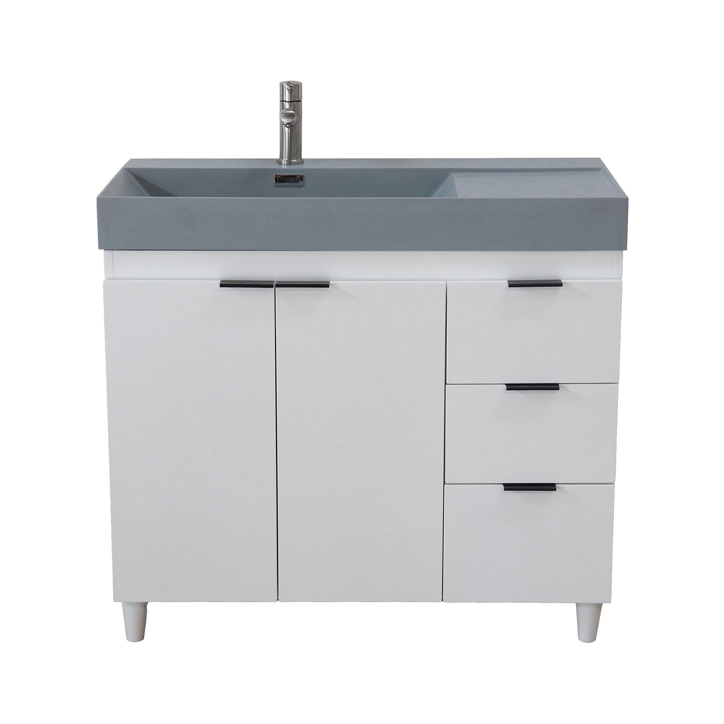 39 in. Single Sink Freestanding Vanity with Composite Granite Sink Top, Matte Black Hardware