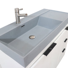 Load image into Gallery viewer, White 39 in. Single Sink Freestanding Vanity, Dark Gray  Composite Granite Sink Top, Matte Black Hardware