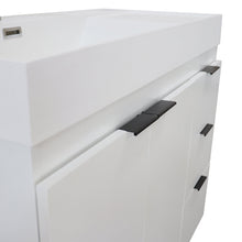 Load image into Gallery viewer, White 39 in. Single Sink Freestanding Vanity, White Composite Granite Sink Top, Matte Black Hardware