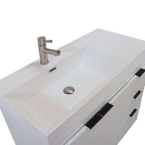 White 39 in. Single Sink Freestanding Vanity, White Composite Granite Sink Top, Matte Black Hardware