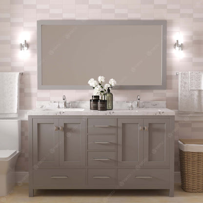 Caroline Avenue 60" Double Bath Vanity Set with Cultured Marble Quartz Top & Rectangular Double Centered Basin