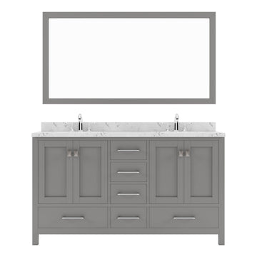Caroline Avenue 60" Double Bath Vanity Set with Cultured Marble Quartz Top & Rectangular Double Centered Basin
