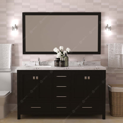 Caroline Avenue 60" Double Bath Vanity Set with Cultured Marble Quartz Top & Rectangular Double Centered Basin