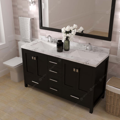 Caroline Avenue 60" Double Bath Vanity Set with Cultured Marble Quartz Top & Rectangular Double Centered Basin