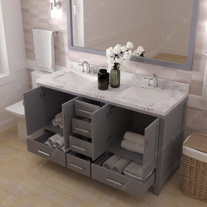 Caroline Avenue 60" Double Bath Vanity Set with Cultured Marble Quartz Top & Rectangular Double Centered Basin