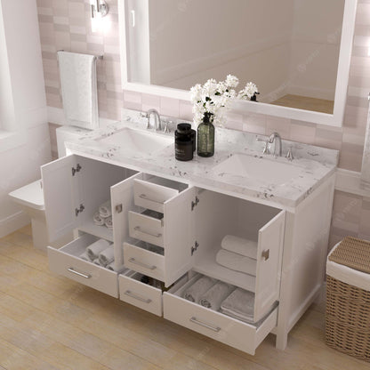 Caroline Avenue 60" Double Bath Vanity Set with Cultured Marble Quartz Top & Rectangular Double Centered Basin