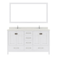 Load image into Gallery viewer, GD-50060-DWQRO-WH White Caroline Avenue 60&quot; Double Bath Vanity Set with Dazzle White Quartz Top &amp; Oval Double Centered Basin, Mirror