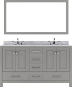 Caroline Avenue 60" Double Bath Vanity Set with Italian Carrara White Marble Top & Rectangular Double Centered Basin
