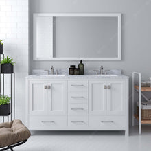 Load image into Gallery viewer, Caroline Avenue 60&quot; Double Bath Vanity Set with Italian Carrara White Marble Top &amp; Rectangular Double Centered Basin