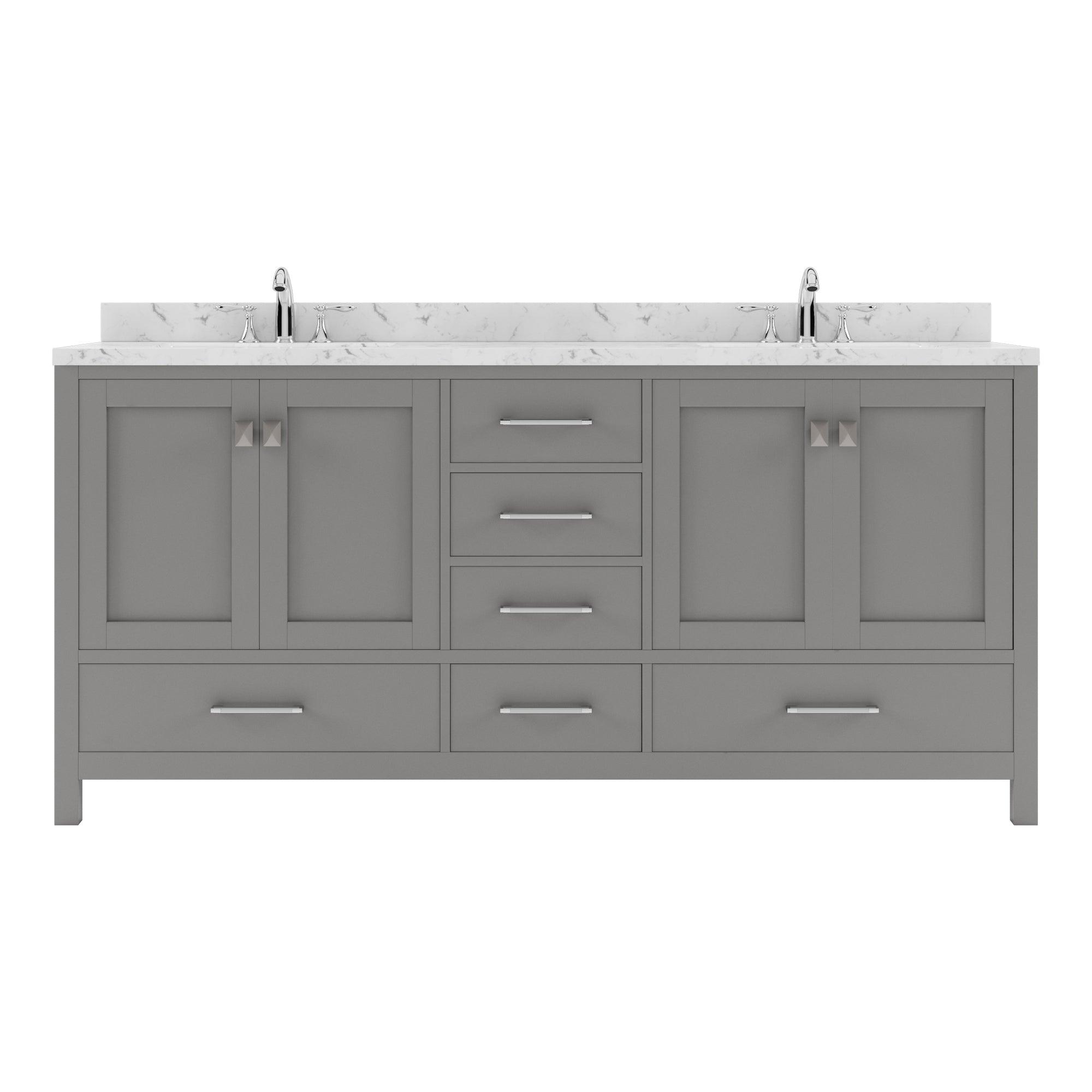 GD-50072-CMSQ-CG Cashmere Gray Caroline Avenue 72" Double Bath Vanity Set with Cultured Marble Quartz Top & Rectangular Centered Basin
