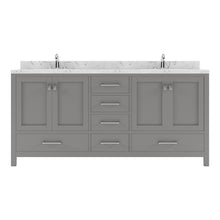 Load image into Gallery viewer, GD-50072-CMSQ-CG Cashmere Gray Caroline Avenue 72&quot; Double Bath Vanity Set with Cultured Marble Quartz Top &amp; Rectangular Centered Basin