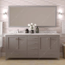 Load image into Gallery viewer, GD-50072-CMSQ-CG Cashmere Gray Caroline Avenue 72&quot; Double Bath Vanity Set with Cultured Marble Quartz Top &amp; Rectangular Centered Basin, Mirror styled