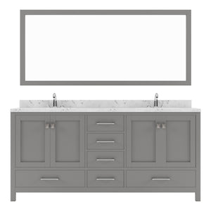 GD-50072-CMSQ-CG Cashmere Gray Caroline Avenue 72" Double Bath Vanity Set with Cultured Marble Quartz Top & Rectangular Centered Basin, Mirror