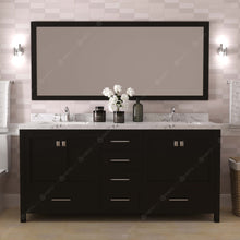 Load image into Gallery viewer, GD-50072-CMSQ-ES Espresso Caroline Avenue 72&quot; Double Bath Vanity Set with Cultured Marble Quartz Top &amp; Rectangular Centered Basin, Mirror styled