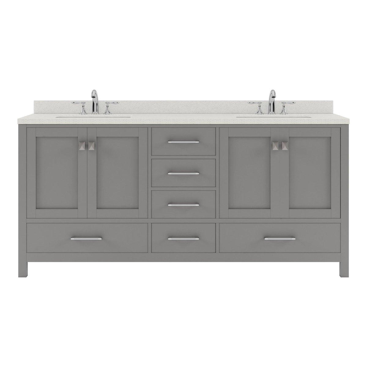 GD-50072-DWQRO-CG Cashmere Gray Caroline Avenue 72" Double Bath Vanity Set with Dazzle White Quartz Top & Oval Double Centered Basin