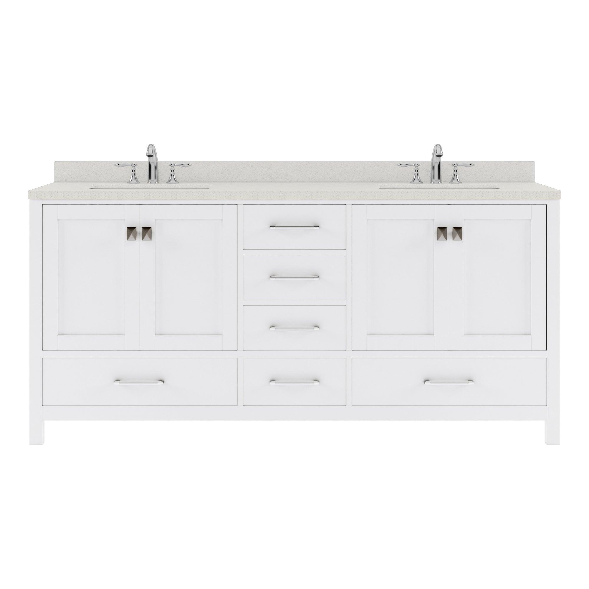 GD-50072-DWQRO-GR Gray Caroline Avenue 72" Double Bath Vanity Set with Dazzle White Quartz Top & Oval Double Centered Basin