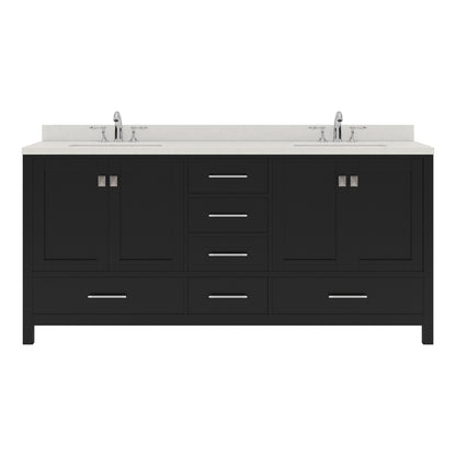 GD-50072-DWQSQ-ES Espresso Caroline Avenue 72" Double Bath Vanity Set with Dazzle White Quartz Top & Rectangular Centered Basin