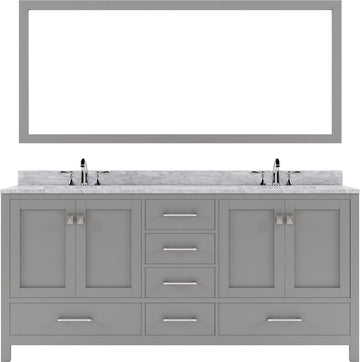 Caroline Avenue 72" Double Bath Vanity Set with Italian Carrara White Marble Top & Oval Double Centered Basin
