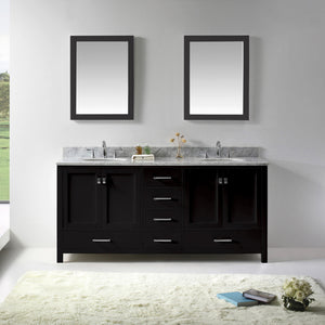 Caroline Avenue 72" Double Bath Vanity Set with Italian Carrara White Marble Top & Oval Double Centered Basin