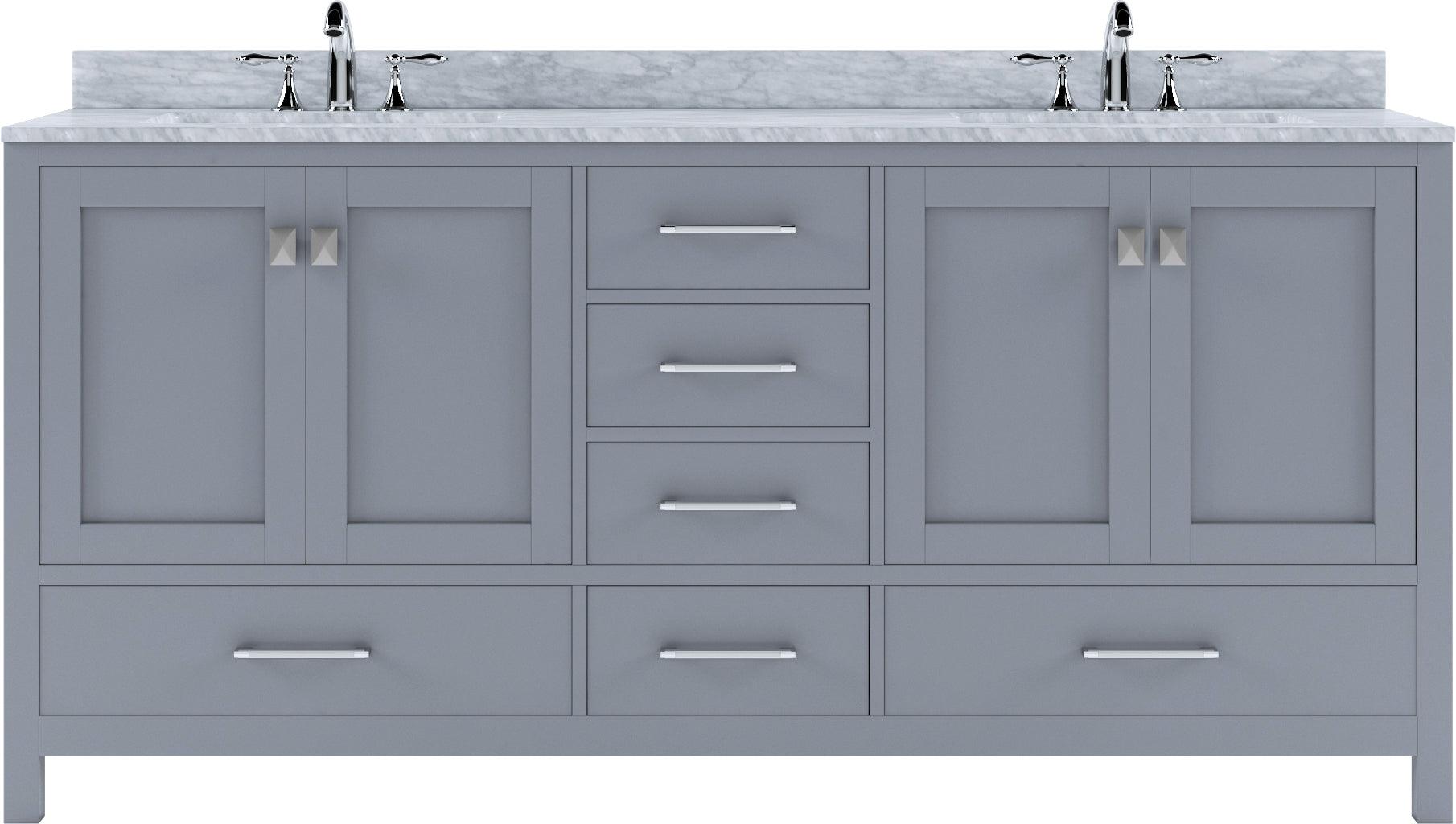 Caroline Avenue 72" Double Bath Vanity Set with Italian Carrara White Marble Top & Oval Double Centered Basin