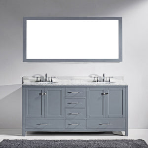 Caroline Avenue 72" Double Bath Vanity Set with Italian Carrara White Marble Top & Oval Double Centered Basin