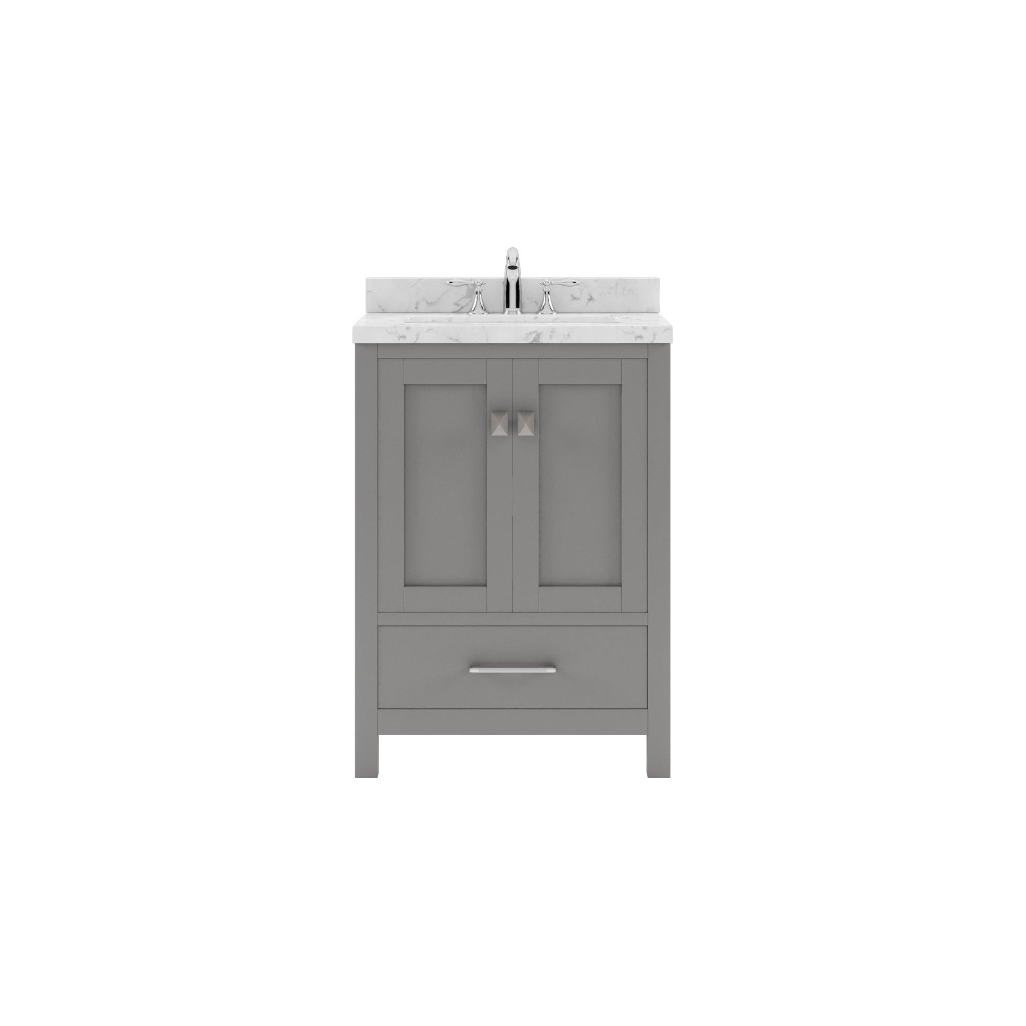 Caroline Avenue 24" Single Bath Vanity Set with Cultured Marble Quartz Top & Oval Centered Basin