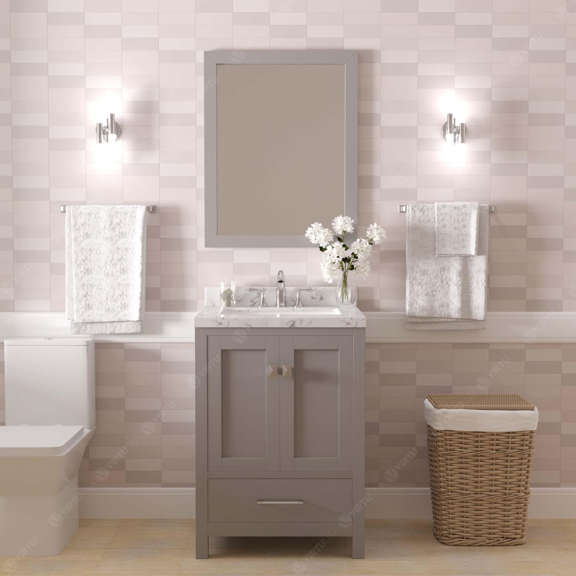 Caroline Avenue 24" Single Bath Vanity Set with Cultured Marble Quartz Top & Oval Centered Basin